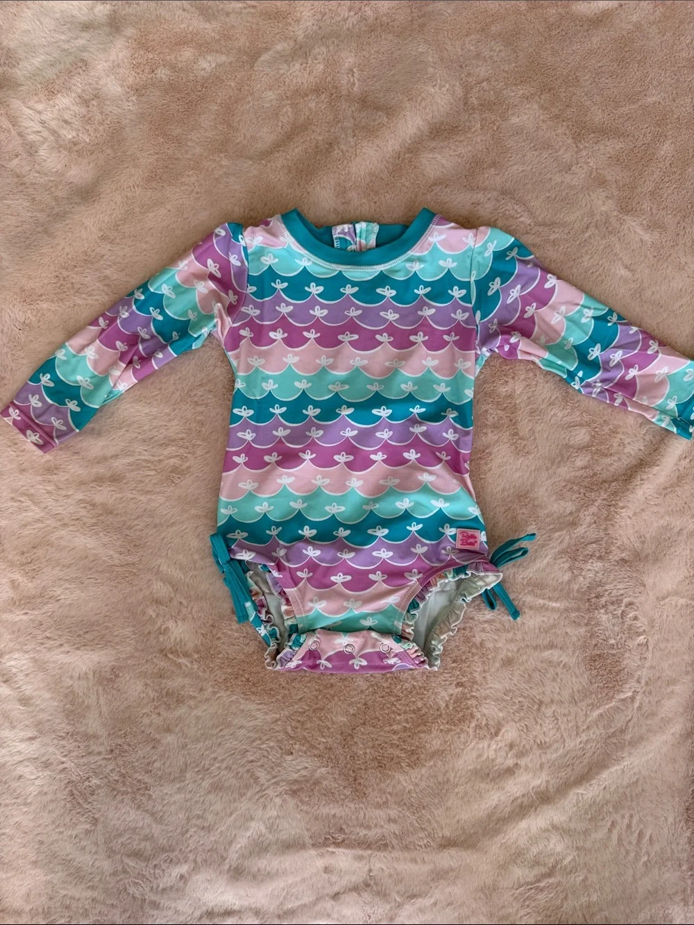 Ruffle Butts Long Sleeve Swimsuit Girls 18-24 m